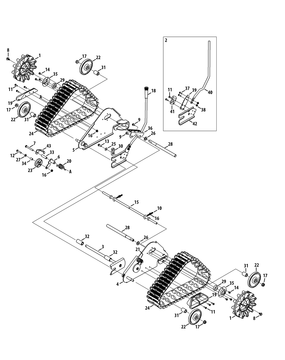 Traction Drive System Diagram and Parts List for 3X30-INCHTRAC31AH77SZ (31AH77SZ710)(2014) Cub Cadet Snow Blower